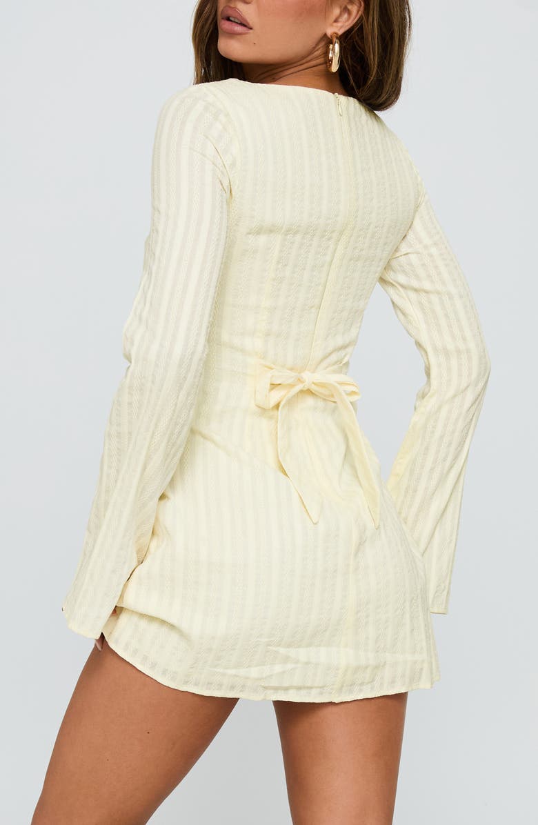 Princess Polly Alfalfa Tonal Stripe Long Sleeve Minidress, Alternate, color, Cream