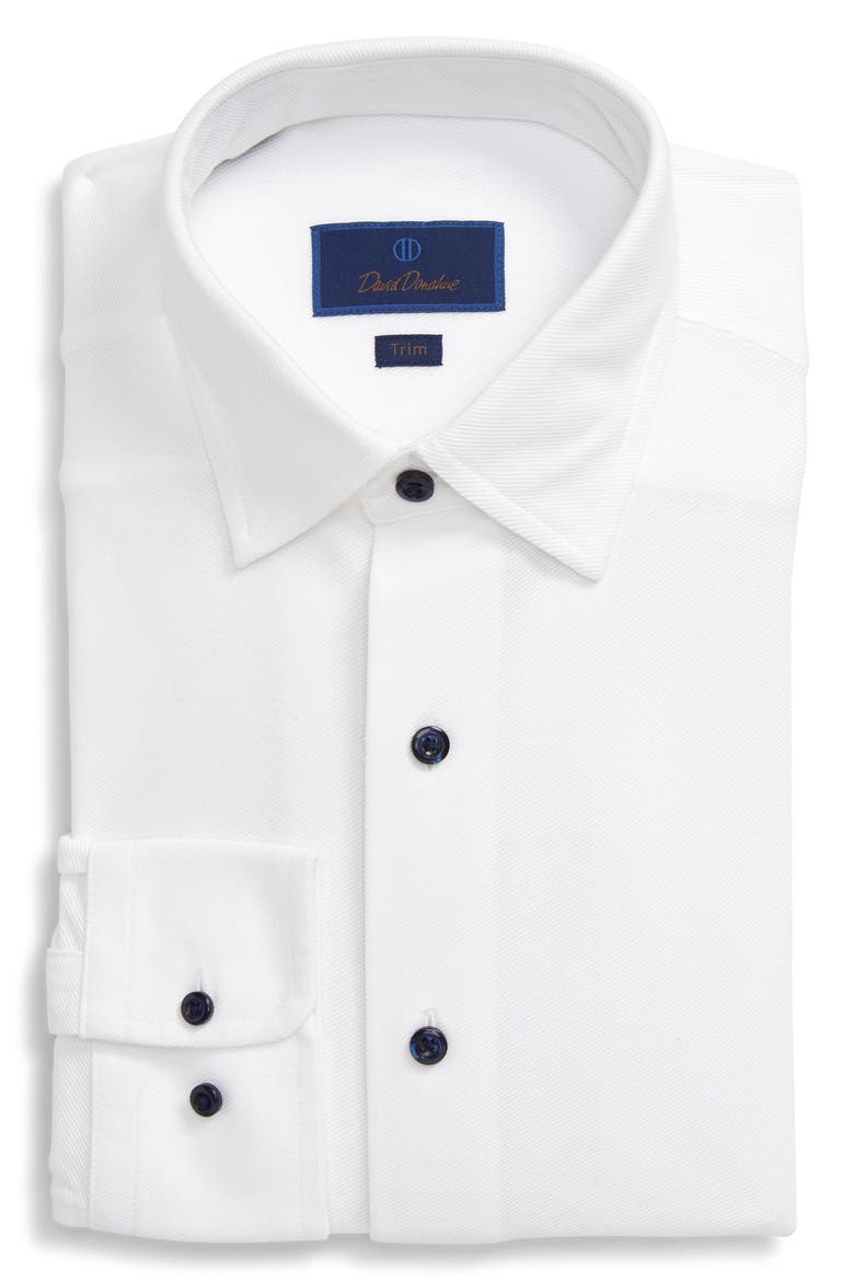 Trim Fit Solid Dress Shirt, Main, color, WHITE