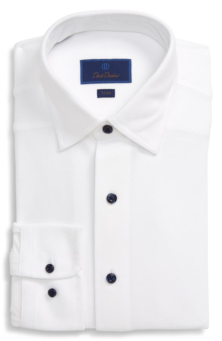 David Donahue Trim Fit Solid Dress Shirt, Main, color, 