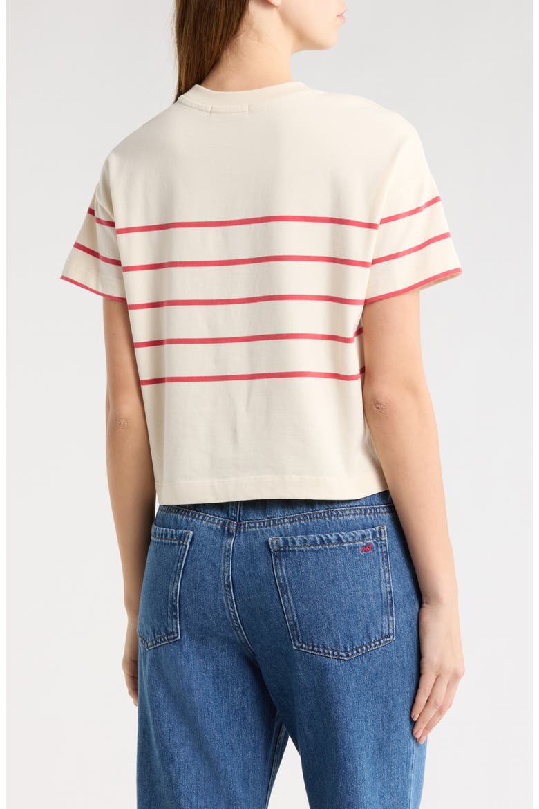 Luxe Sueded Cotton T-Shirt, Alternate, color, RED/ WHITE STRIPE