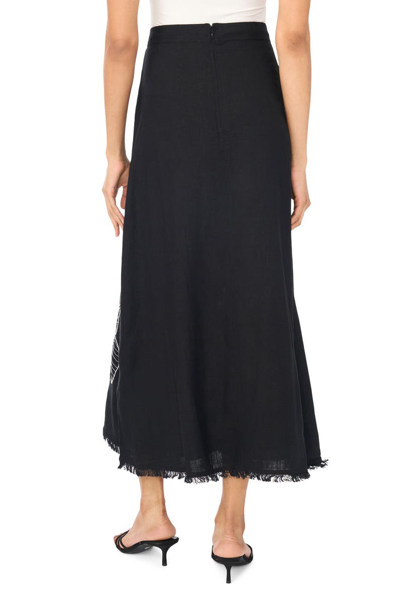 Placed Embroidered Floral Skirt, Alternate, color, RICH BLACK