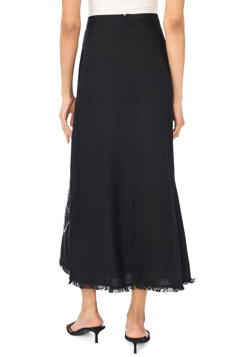 Vince Camuto Placed Embroidered Floral Skirt, Alternate, color, Rich Black