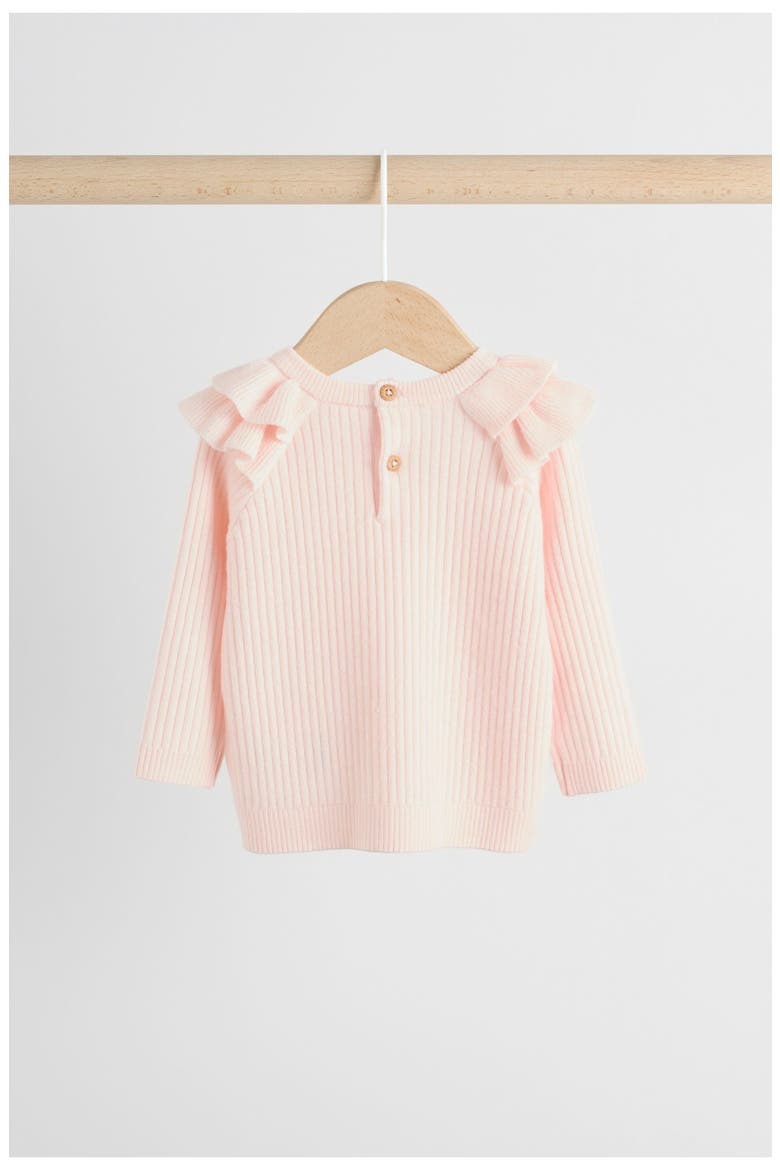 Kids' Ruffle Shoulder Rib Knit Top & Leggings Set, Alternate, color, PINK