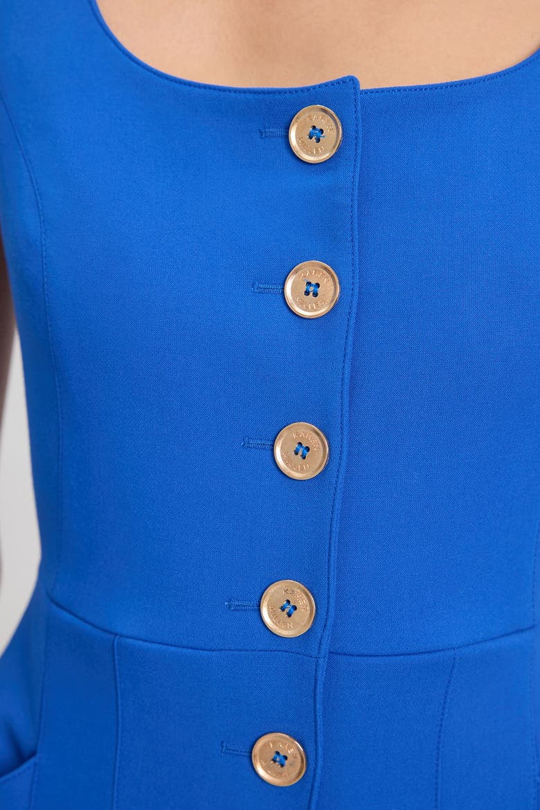 Square Neck Button-Front Midi Dress, Alternate, color, Cobalt