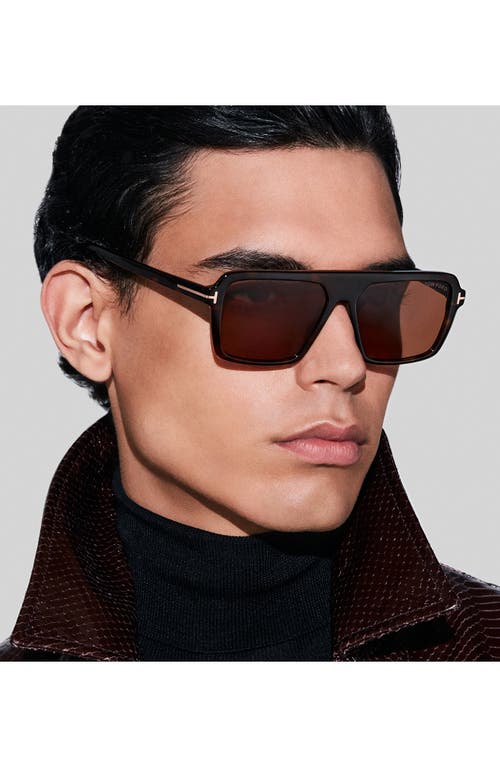 Tom Ford Square Sunglasses In Dark Havana Eco/t Logo