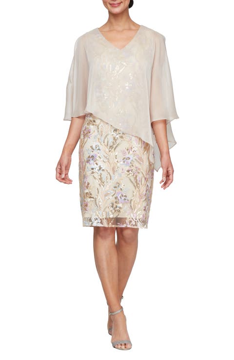 Sequin Overlay Cocktail Dress