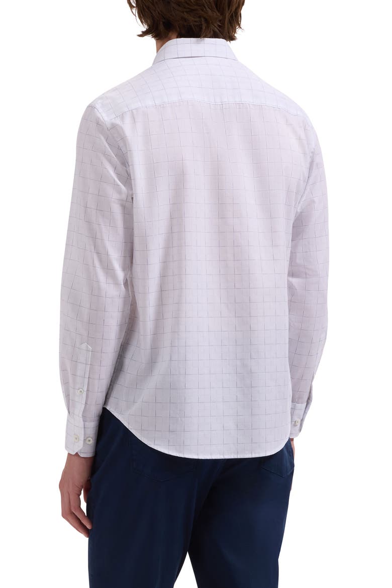 Axel Shaped Fit Check Button-Up Shirt, Alternate, color, WHITE