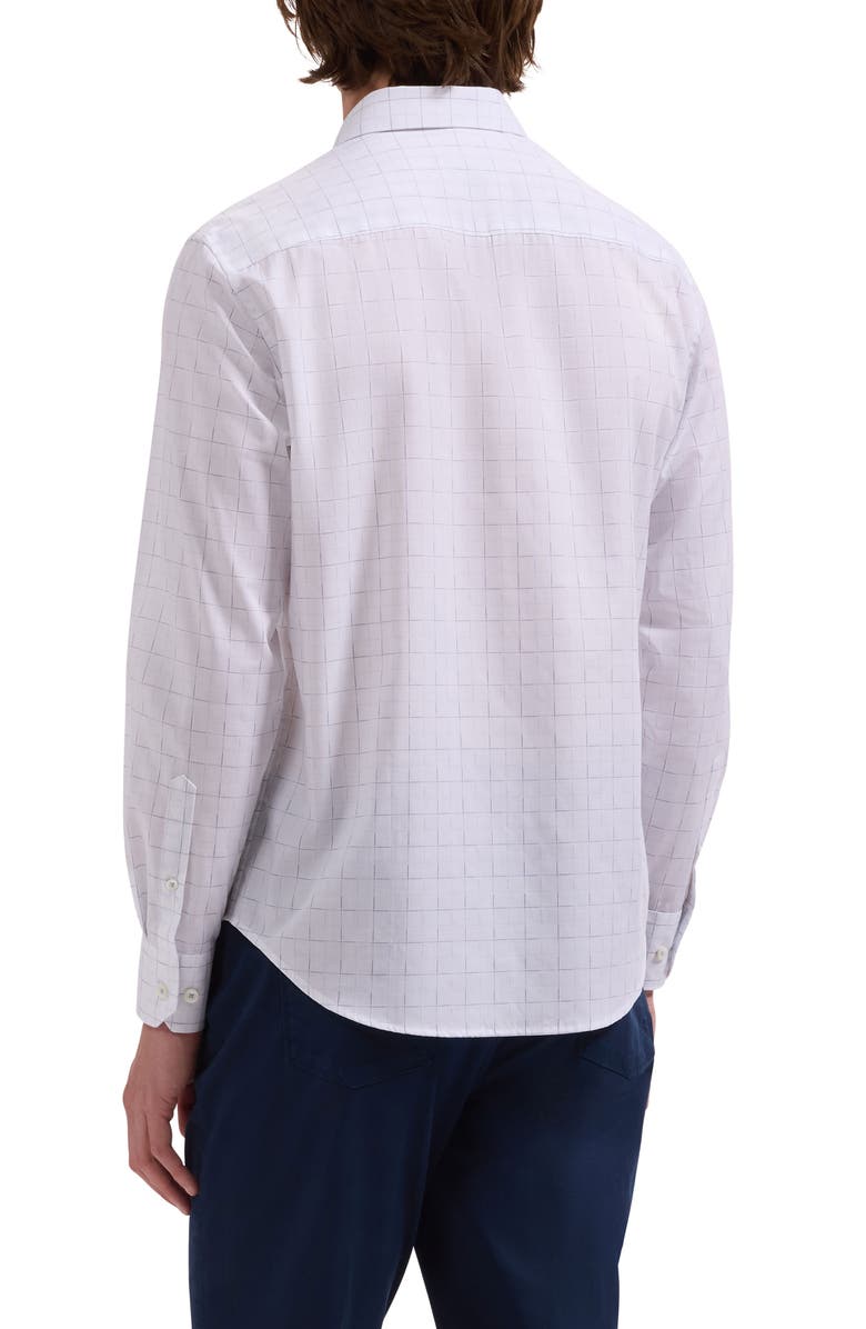 Bugatchi Axel Shaped Fit Check Button-Up Shirt, Alternate, color, White
