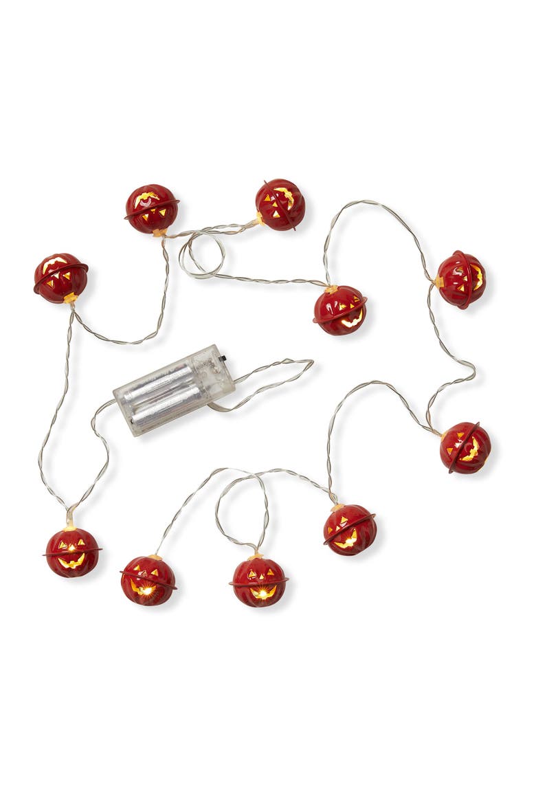 Jack-O-Lantern LED String Lights for Halloween Decor, Main, color, Orange