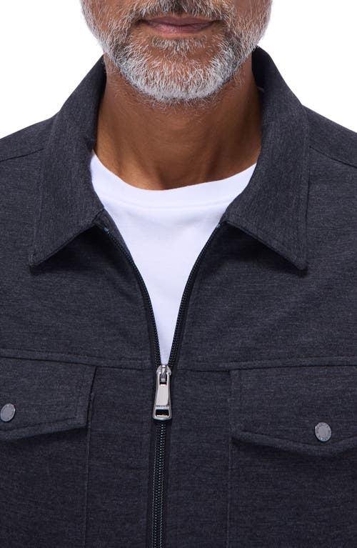 Bugatchi Soft Touch Zip Knit Shirt Jacket In Black