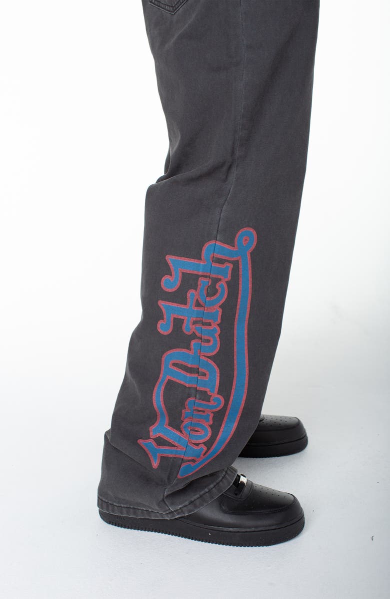 Von Dutch Baggy Contrast Graphic Patch Straight Reaper Pant, Alternate, color, Moonless Night