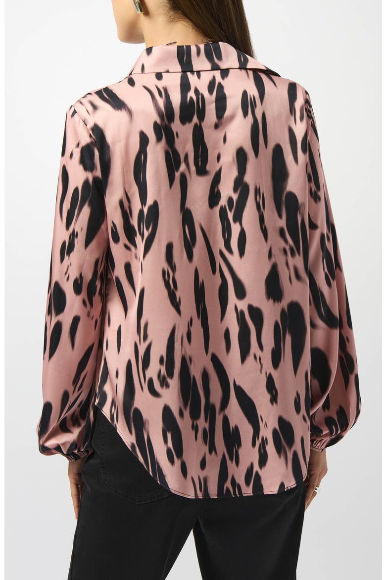 Animal Print Hammered Satin Blouse, Alternate, color, PINK/ BLACK