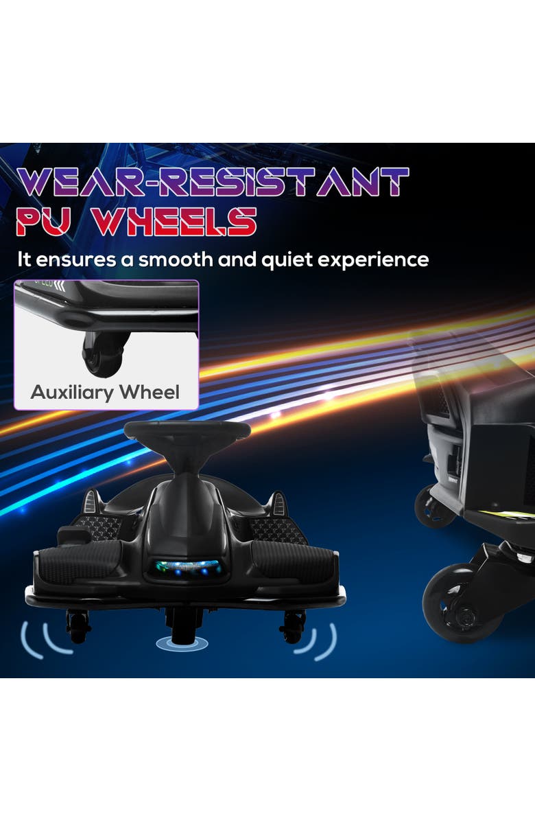 Aosom 12V Kids Electric Go Kart with Slow Start, Music, Lights, Alternate, color, Black