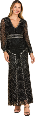 LARA New York V-Neck Beaded Long Sleeve Dress