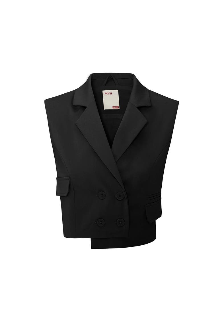 Woven Crop Vest, Main, color, BLACK