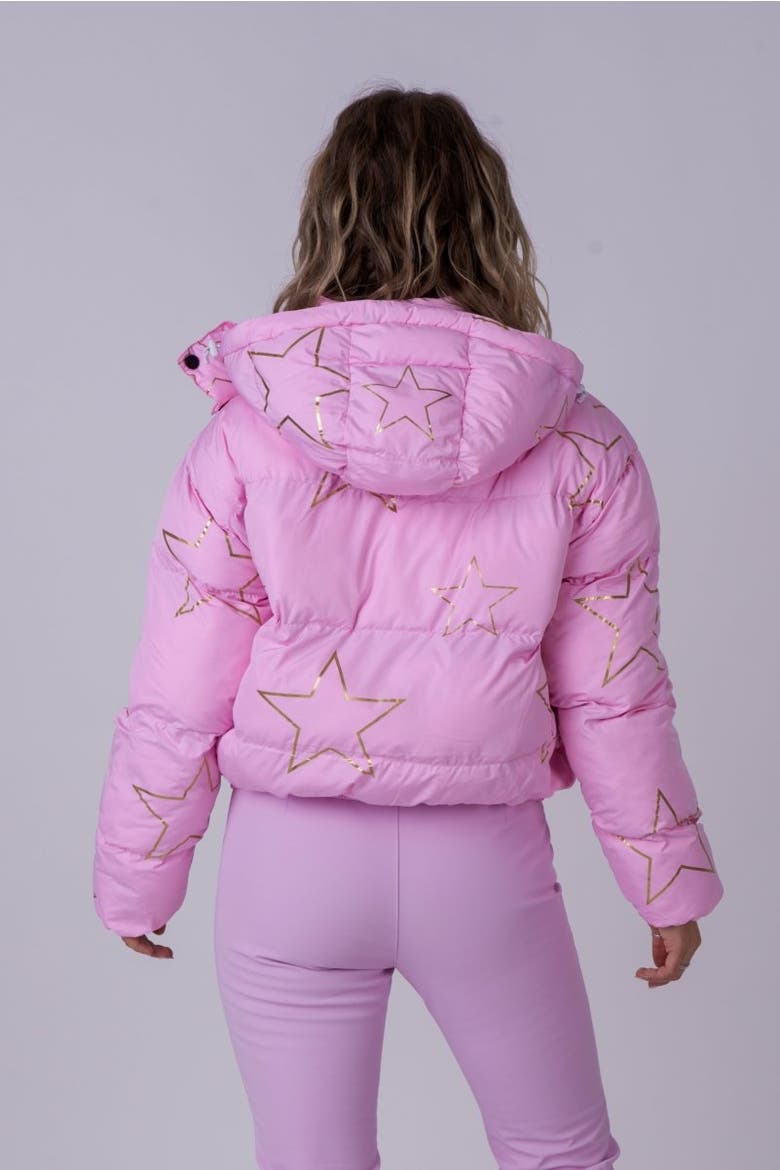 Chic Puffer Jacket - Gold Stars, Alternate, color, Pink with Gold Stars