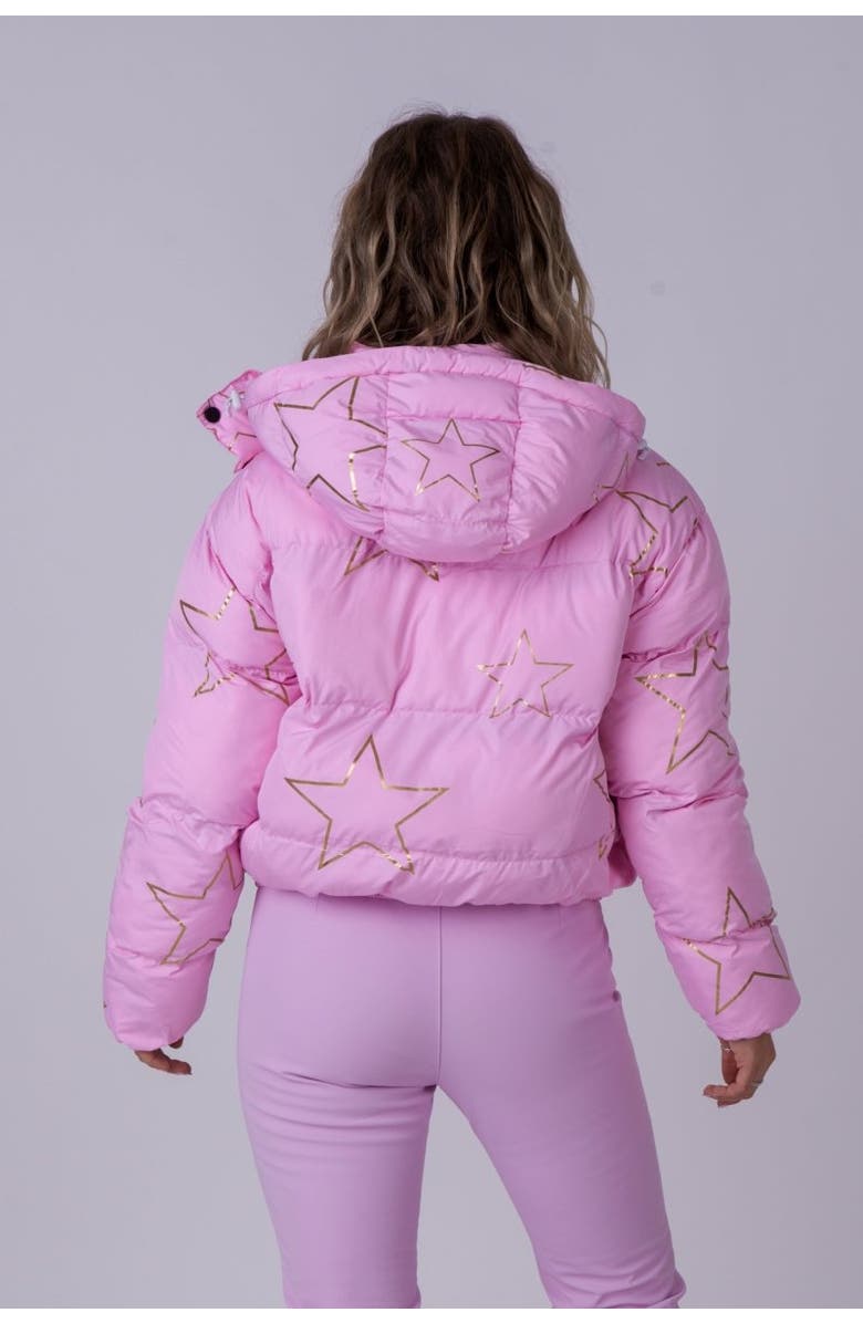 OOSC Chic Puffer Jacket - Gold Stars, Alternate, color, Pink With Gold Stars