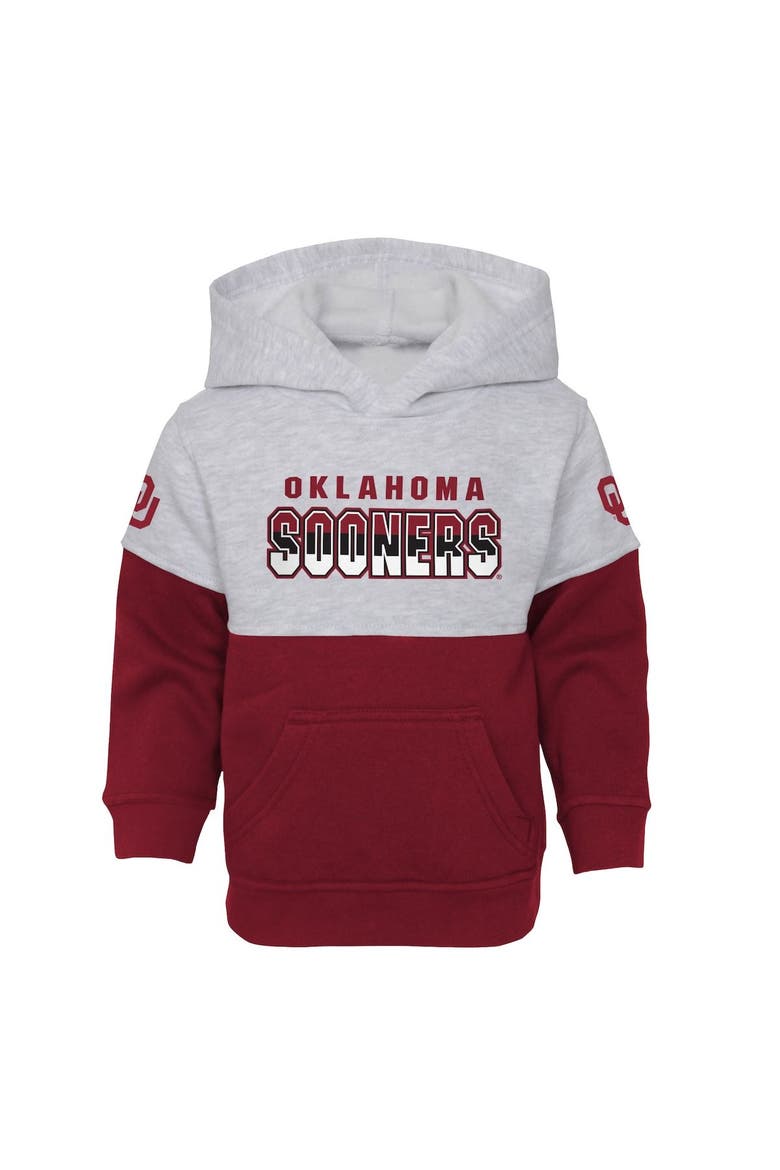 Infant Heather Gray/Crimson Oklahoma Sooners Playmaker Pullover Hoodie & Pants Set, Alternate, color, Heather Gray
