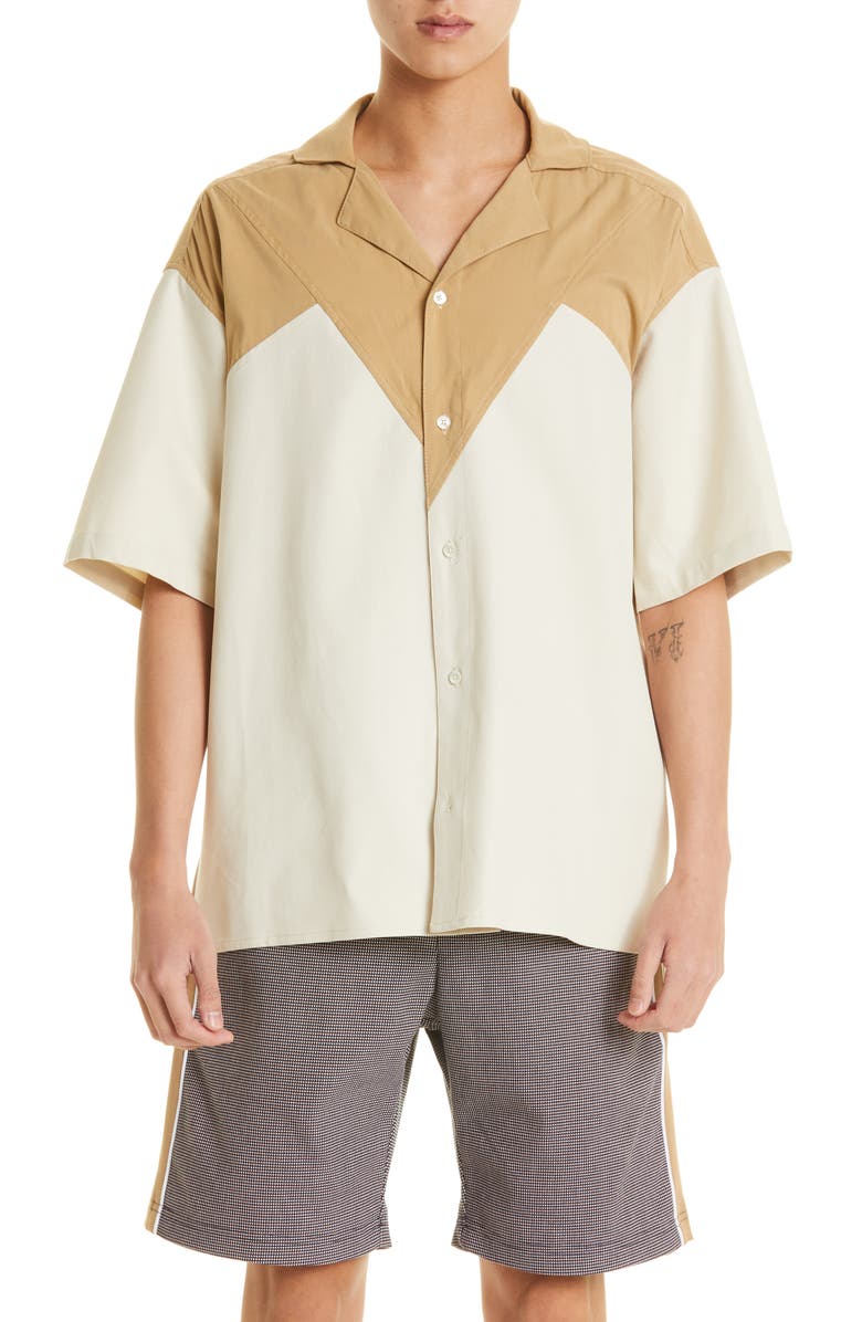 Ahluwalia Robyn Colorblock Short Sleeve Button-Up Shirt, Main, color,