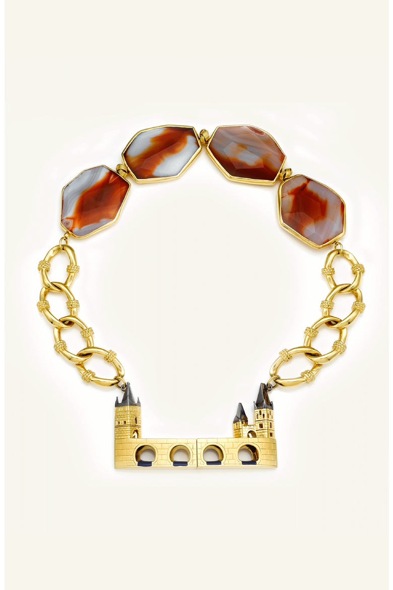 Bohemian Paradise Necklace, Main, color, Red Agate / Blue Enamel