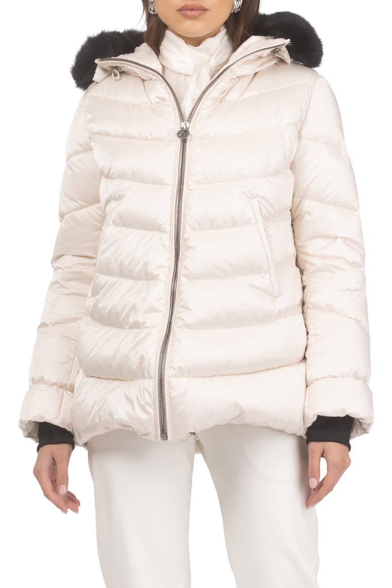 Apres-Ski Jacket With Detachable Hood Trim, Alternate, color, CHAMPAGNE/BLACK