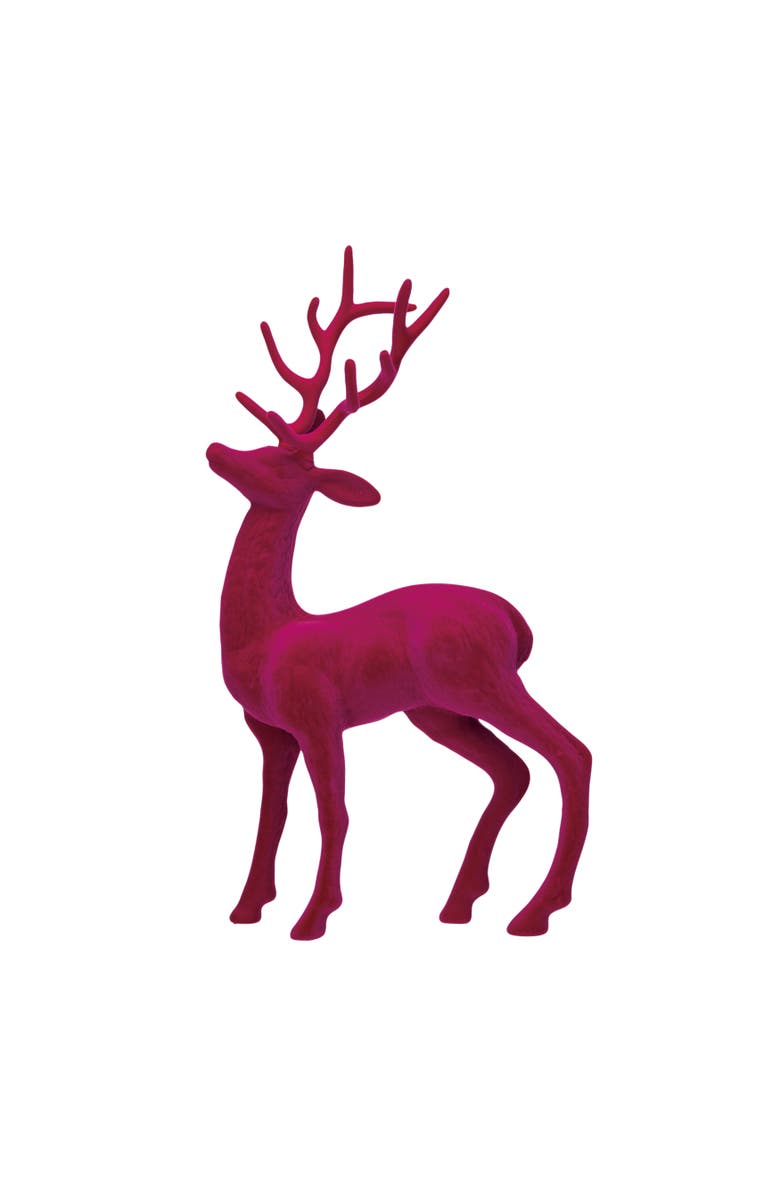 Storied Home Flocked Plastic Standing Reindeer Decor, Pink, Main, color, Pink