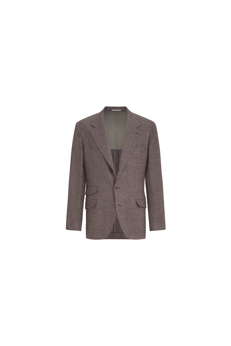 Comfort wool and cashmere Prince of Wales flannel deconstructed Cavallo blazer, Alternate, color, Blueberry
