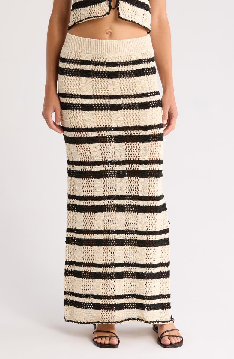 Elan Open Stitch Side Slit Cover-Up Maxi Skirt, Main, color,