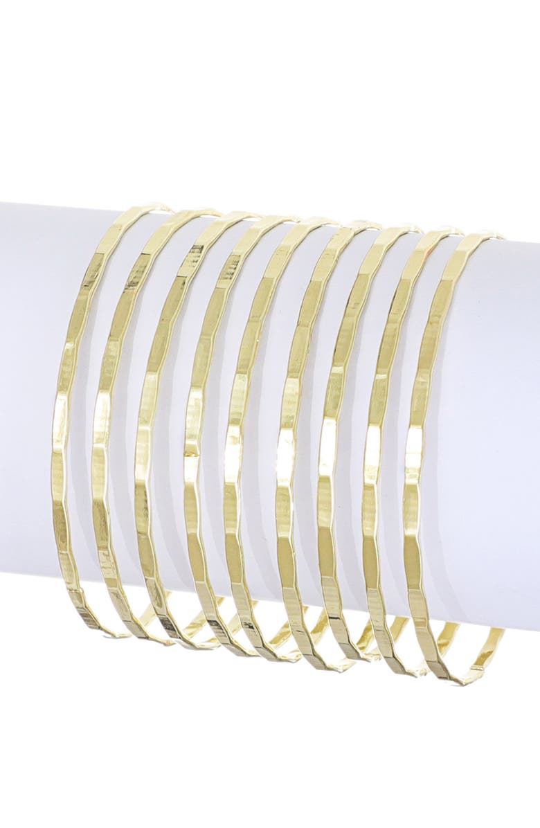 Adornia Set of 9 Thin Bangle Bracelets, Alternate, color, Gold