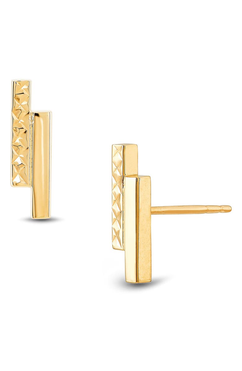 Frankie & Zoe Double Bar Stud Earrings, Main, color, Yellow Gold