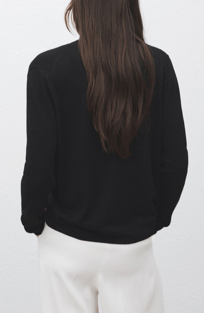 MANGO V-Neck Knit Cardigan, Alternate, color, Black