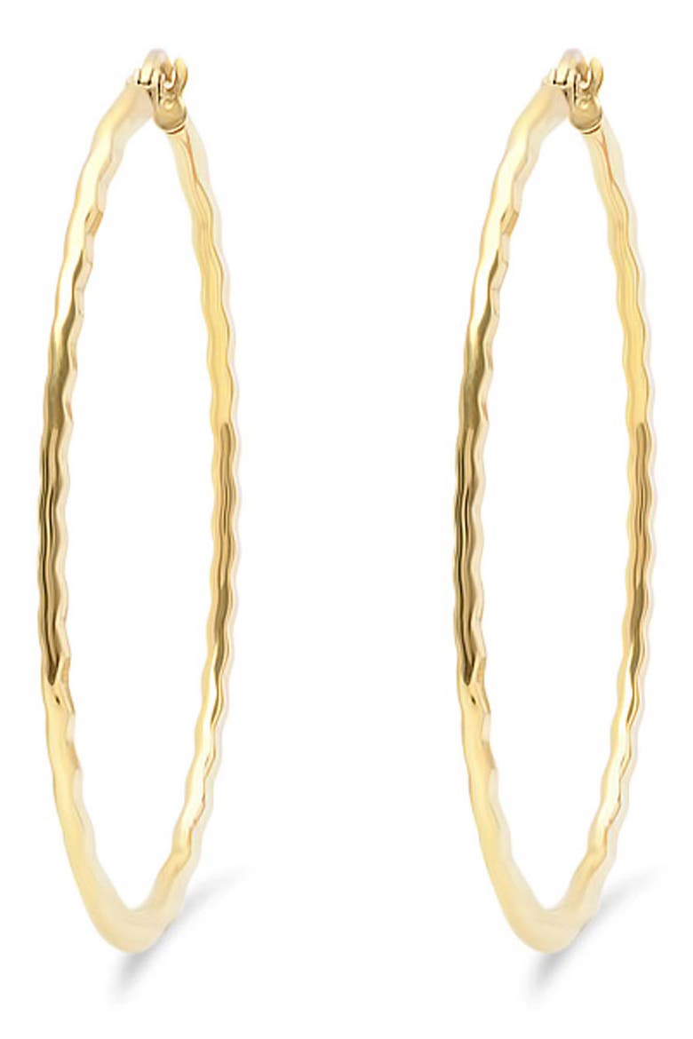 18k Gold Plated Textured Hoop Earrings, Alternate, color, GOLD