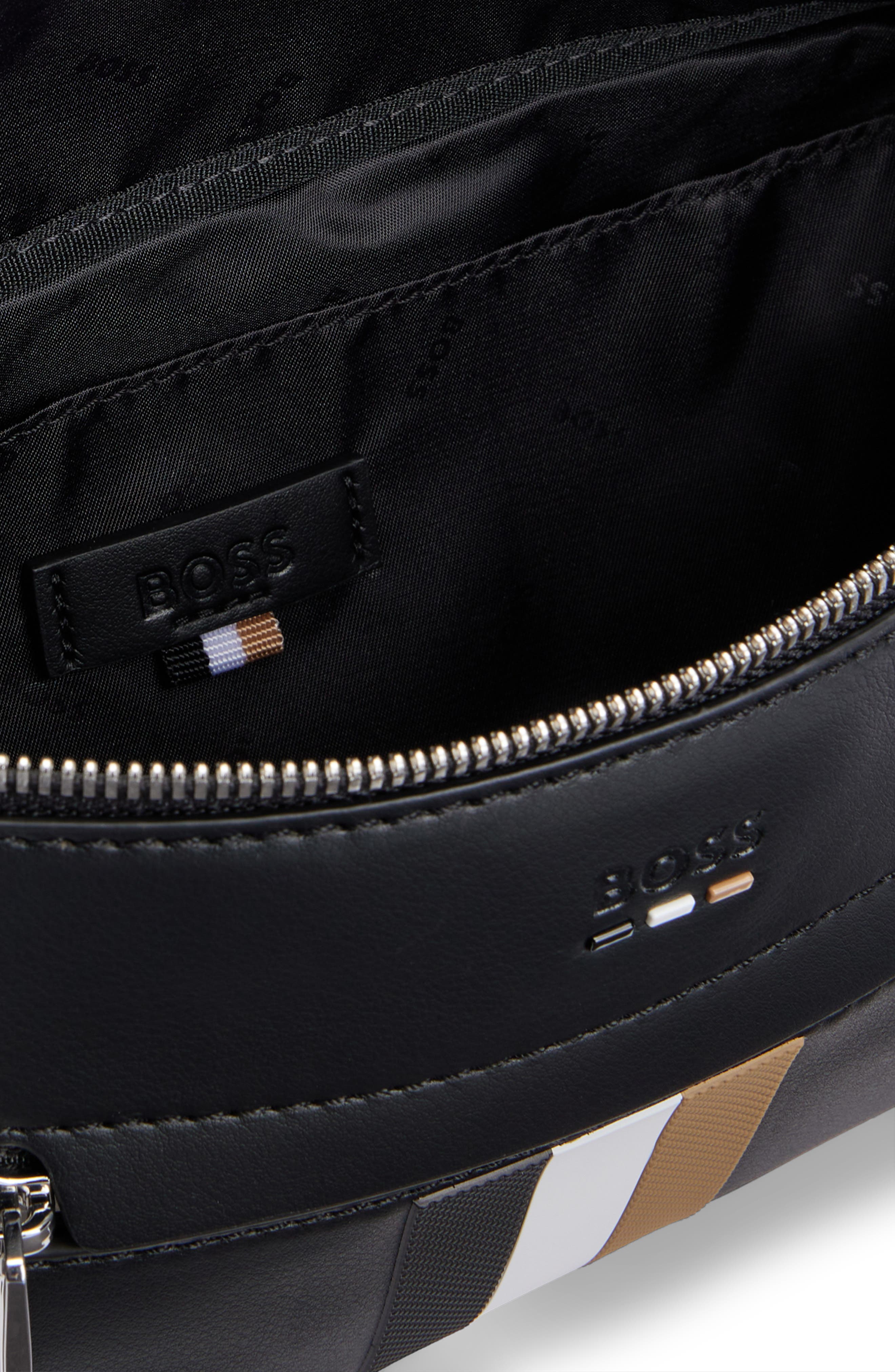 BOSS Ray Stripe Faux Leather Belt Bag, Alternate, color, 