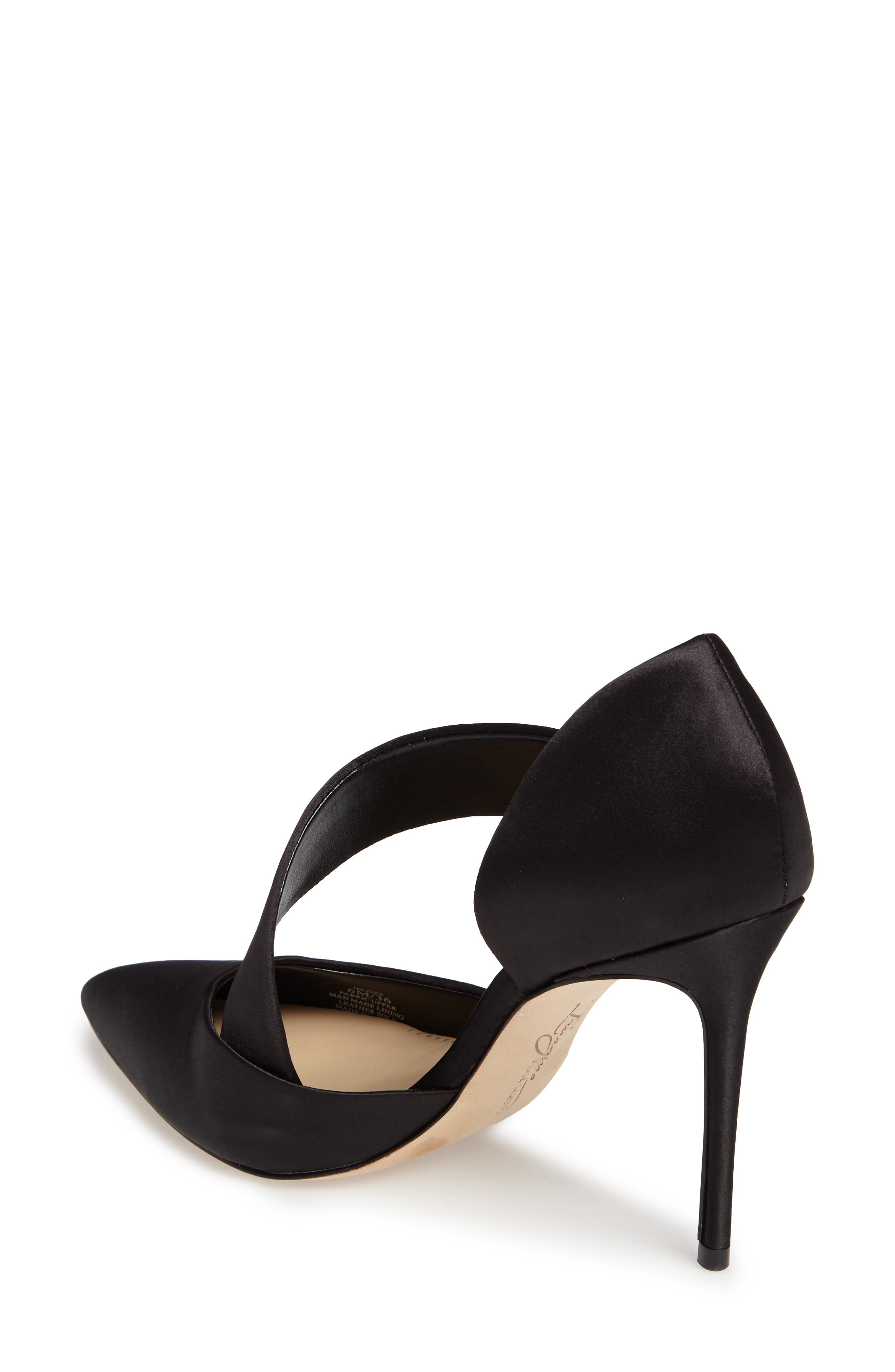 Oya Asymmetrical Pointy Toe Pump, Alternate, color, BLACK SATIN