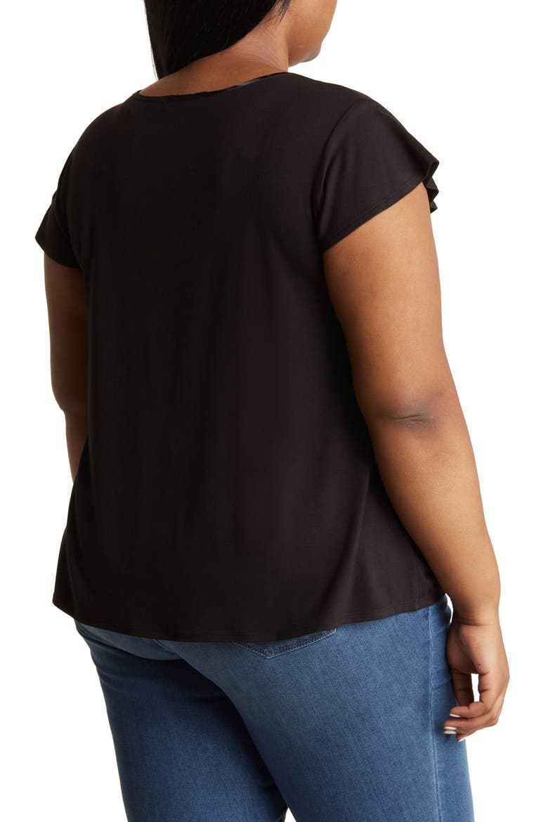 Flutter Cap Sleeve T-Shirt, Alternate, color, BLACK