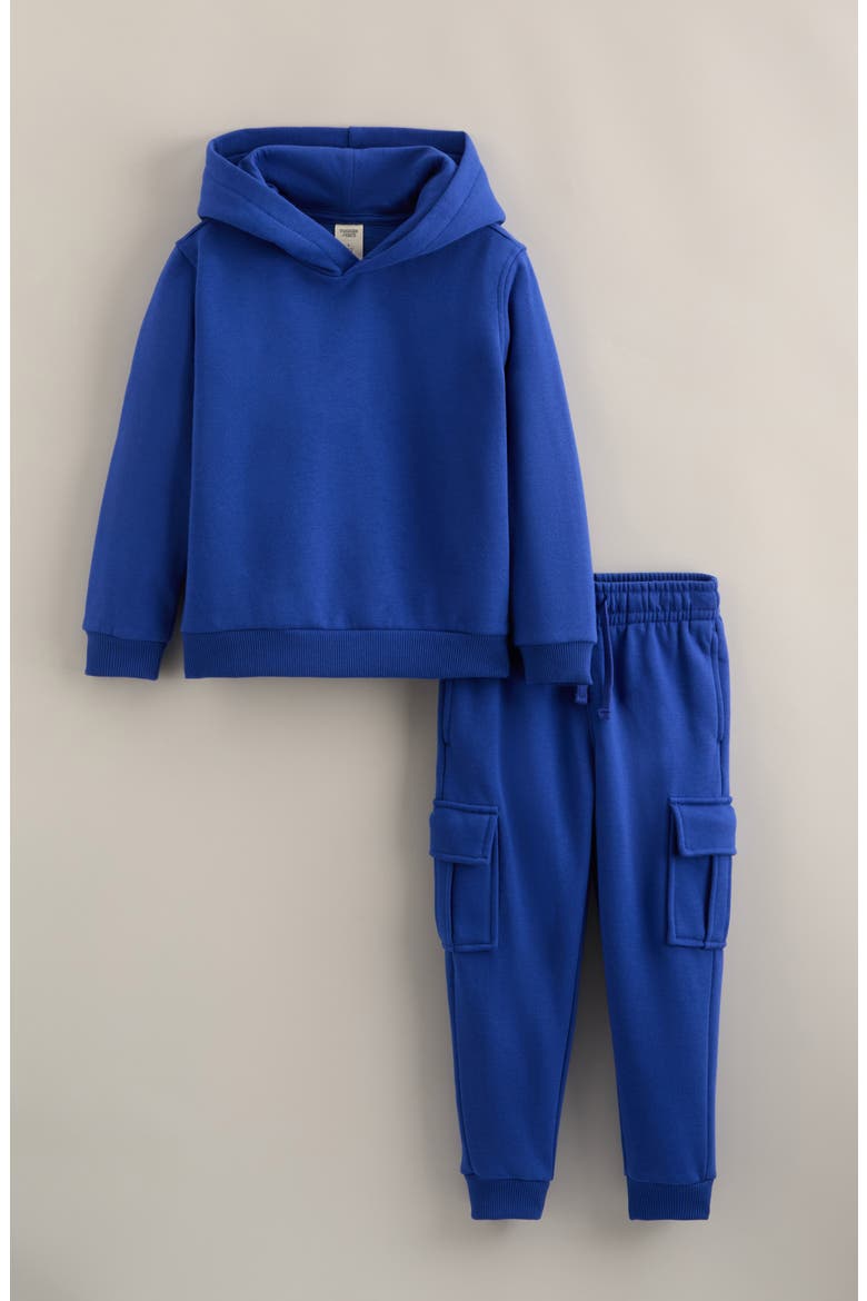 Kids' Fleece Hoodie & Cargo Joggers Set, Main, color, BLUE BEAUCOUP