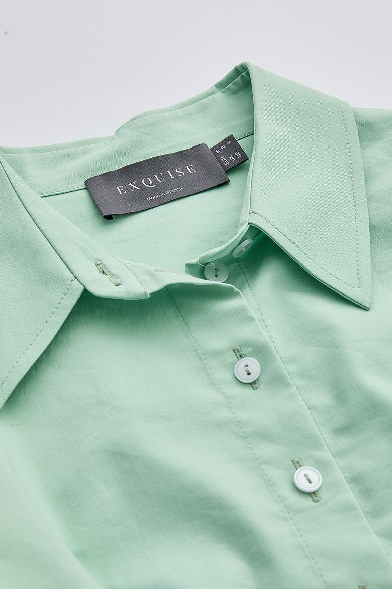Charm Fitted Pleated Cropped  Shirt, Alternate, color, Green