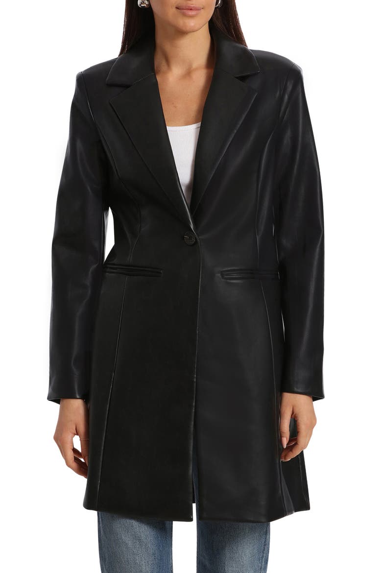 Faux-Ever Leather™ Longline Blazer, Alternate, color, BLACK