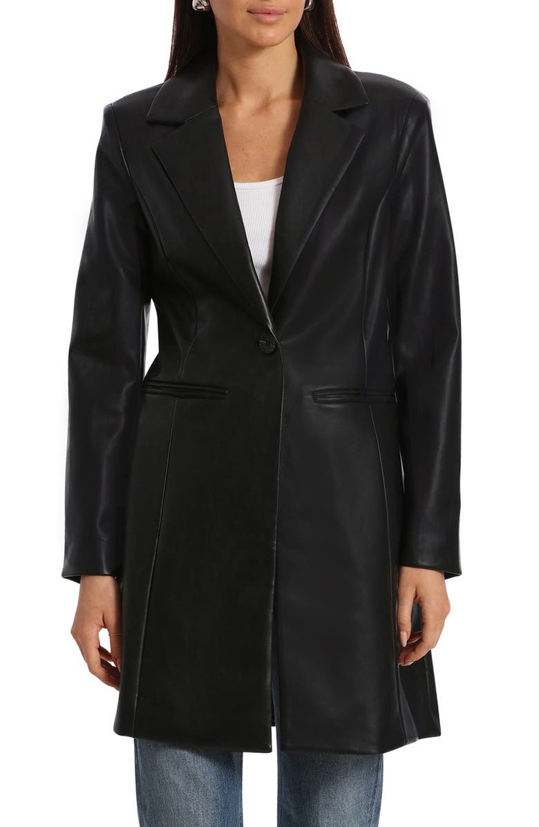 Avec Les Filles Faux-Ever Leather<sup>™</sup> Longline Blazer, Alternate, color, Black