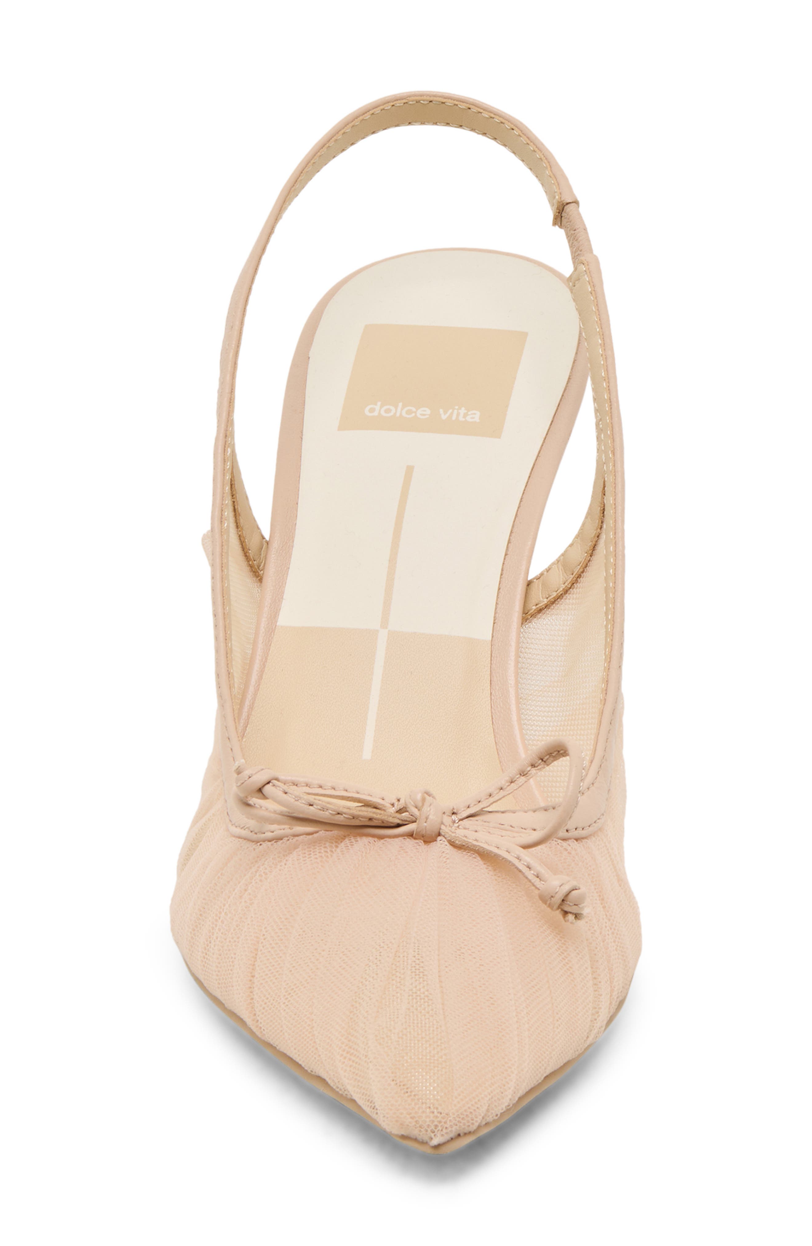 Dolce Vita Yela Slingback Pointed Toe Pump, Alternate, color, Praline Tule