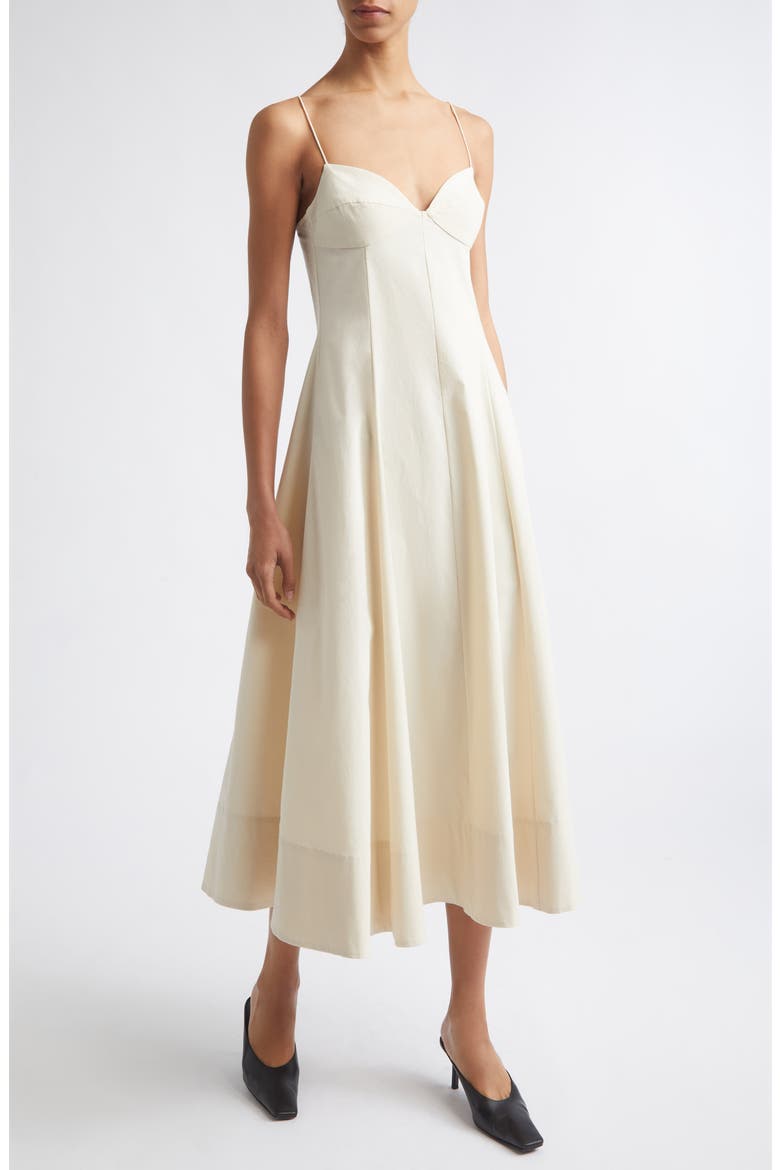 Cotton Blend Cami Midi Dress, Alternate, color, PORCELAIN
