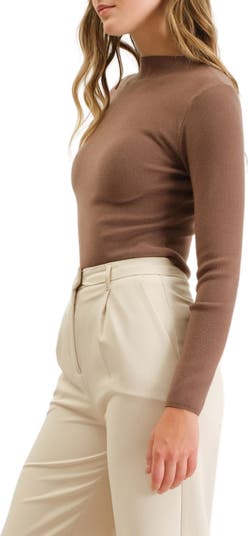 Mock Neck Rib Sweater