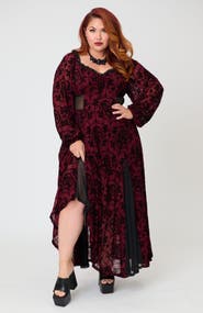 Unique Vintage Plus Size Sheer Spiderweb Godet Maxi Dress