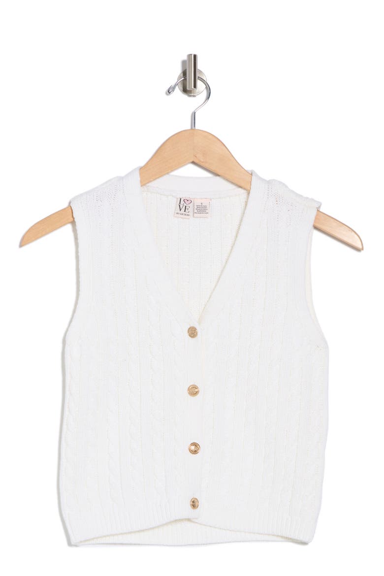 Brea Button Front Vest, Alternate, color, GARDENIA