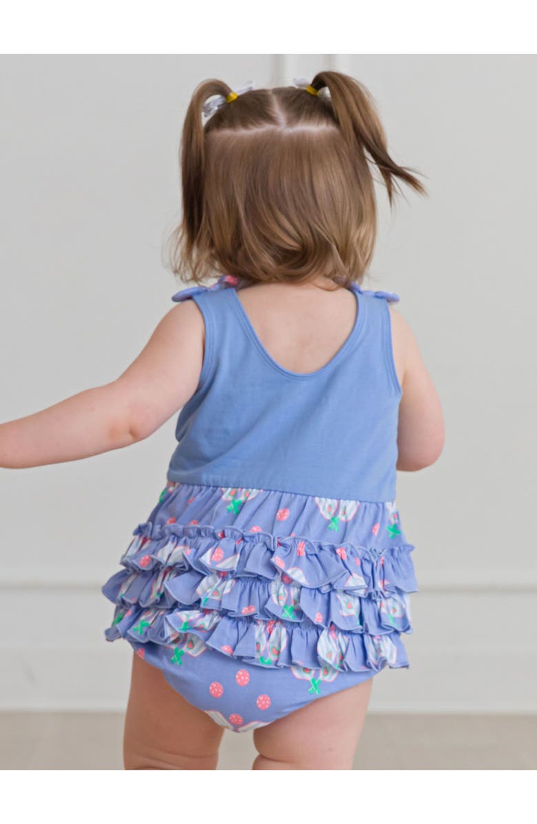 RuffleButts Baby/Toddler Knit Tie Shoulder Bubble Romper, Alternate, color, Pickleball Playtime