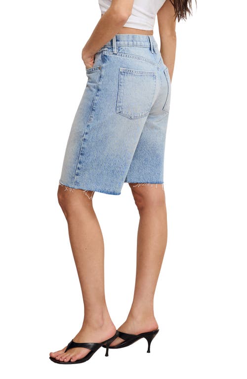 Good American Good Standard Raw Hem Denim Bermuda Shorts In Indigo888