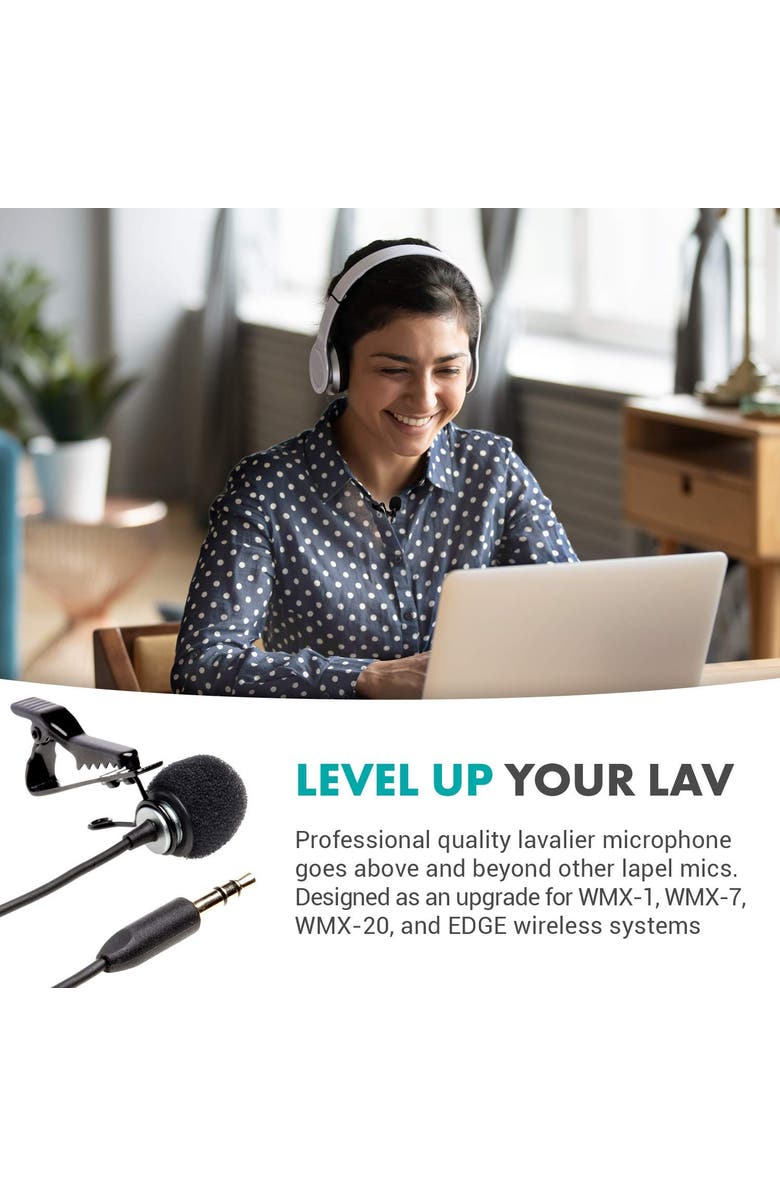 MOVO WMX-LAV Lavalier Microphone for The WMX-1, WMX-7, WMX-20 and Edge Wireless Systems, Alternate, color, Black