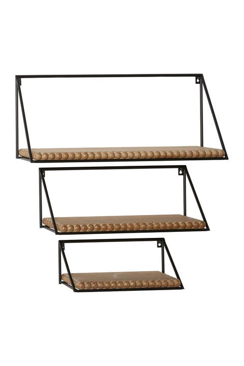 Black Metal Industrial Wall Shelf - Set of 3