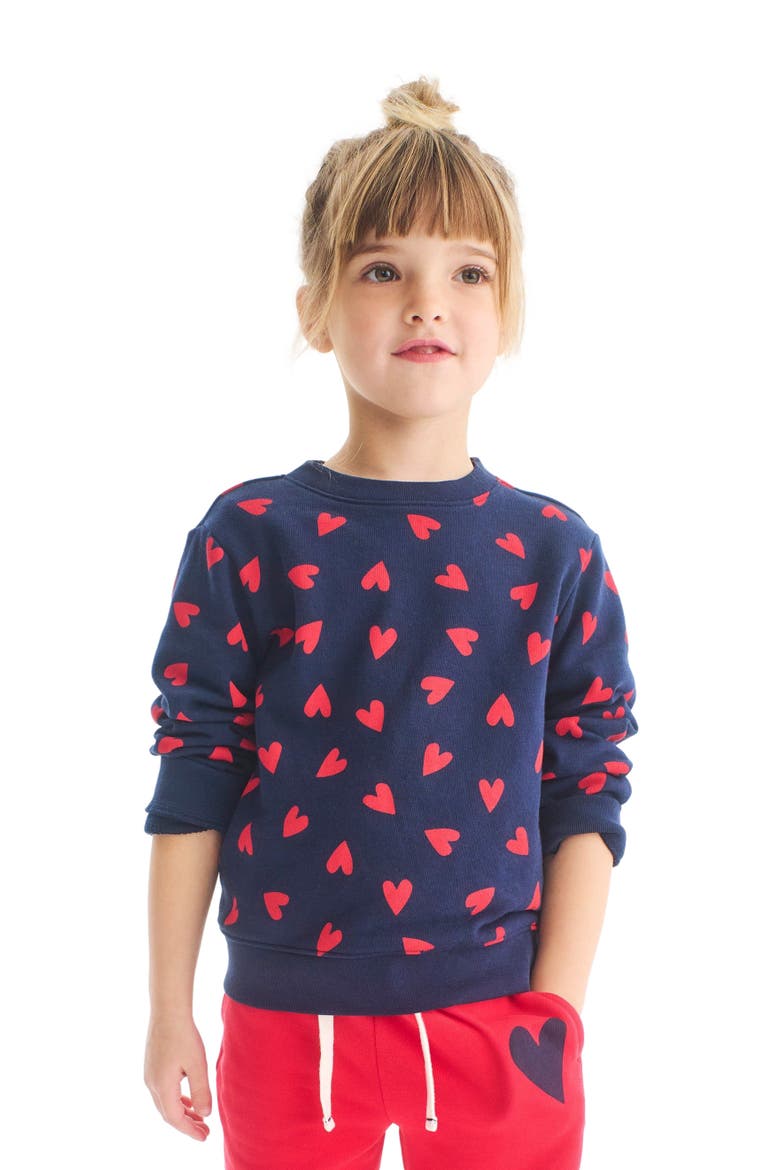 Kids Sweatshirt In Confetti Hearts, Alternate, color, Navy Mini Lollipop Hearts