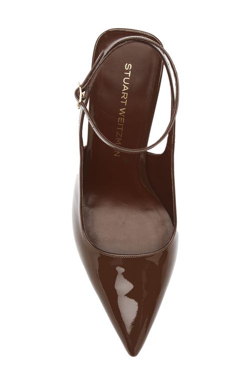 Stuart Weitzman Vinnie 85 Patent Leather Slingback Pumps In Brown